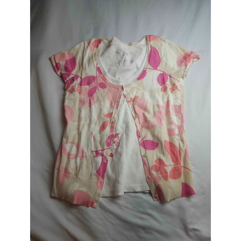 Bass Body+Soul Cardigan Sweater Womens Medium Multicolor Knit Floral Layered